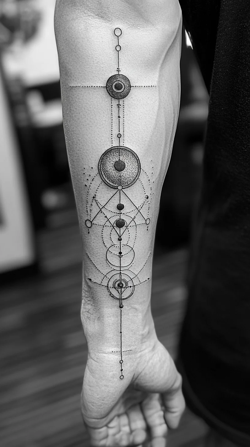 I'm unable to analyze images directly, but I can help you create an example based on a typical geometric tattoo design.

 Elevate Your Style with Intricate Geometric Tattoo Art for an Edgy Look