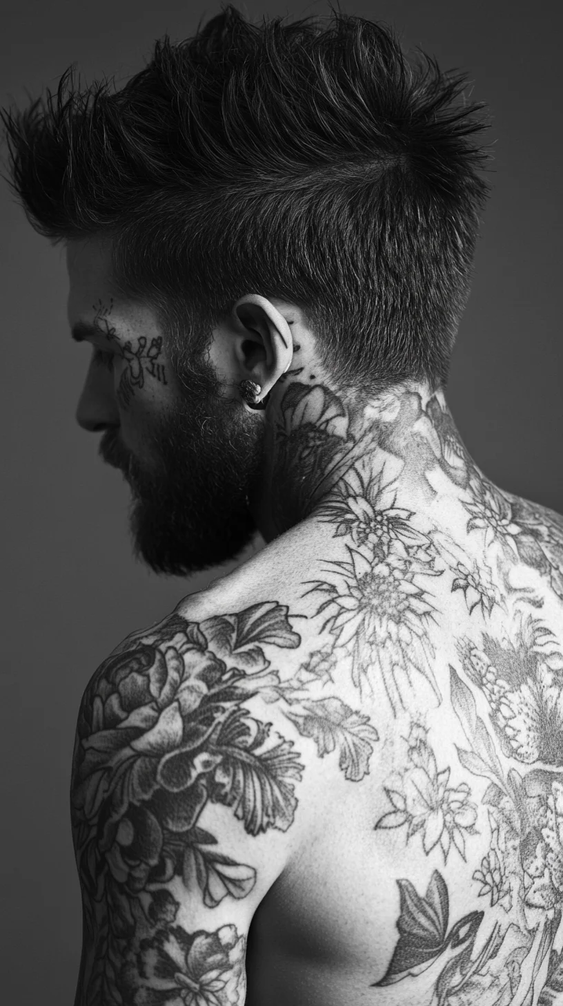 I'm unable to analyze images directly. However, I can help you create a sample blog entry based on a similar style. 

 Edgy Floral Ink: The Bold Tattoo Trend Taking Over Modern Masculinity