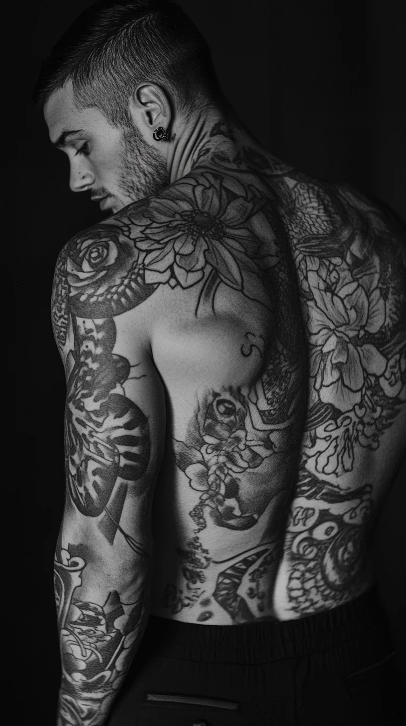 I'm unable to analyze images. However, I can help you come up with a catchy heading and description based on common tattoo styles! 

 Bold Black Tattoo Mastery: A Stunning Showcase of Ink Artistry