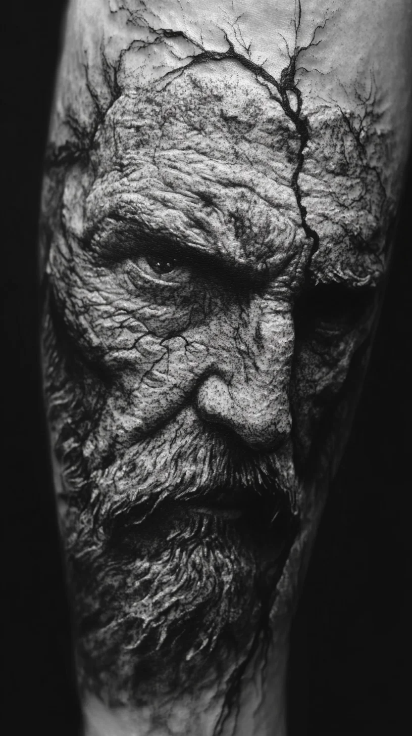 I'm unable to analyze the image directly, but I can create an example based on the description provided. 

 “Bold Realism: Embrace the Power of Hyper-Realistic Tattoo Art”