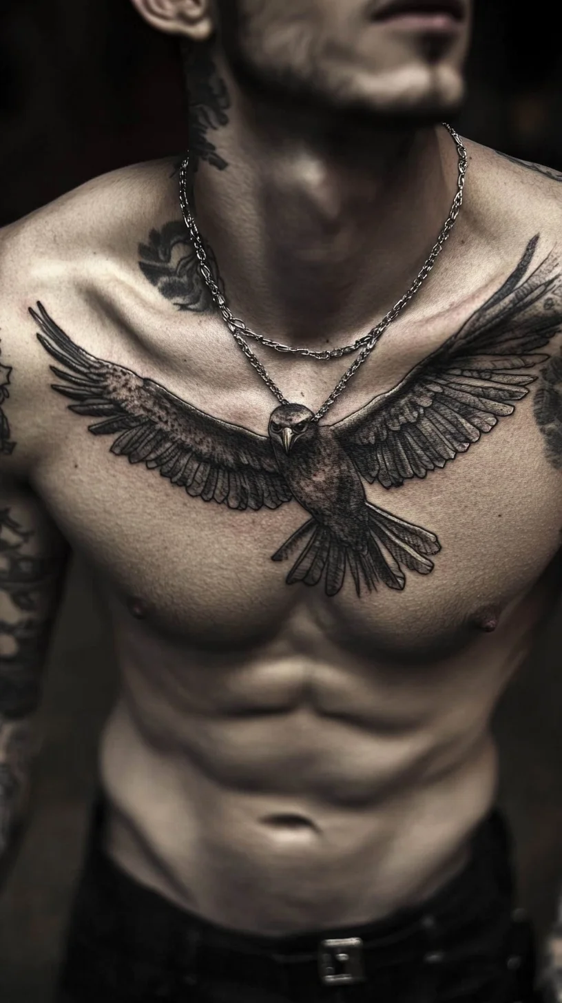 I'm unable to analyze the image directly, but I can help you craft content based on the description provided. Here’s an idea for your blog:

 Bold Avian Ink: Embrace the Power of a Winged Tattoo