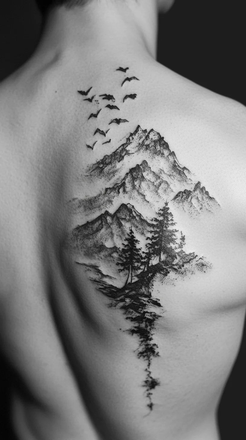 Inked Nature: Stunning Mountain and Forest Tattoo for the Adventurous Spirit