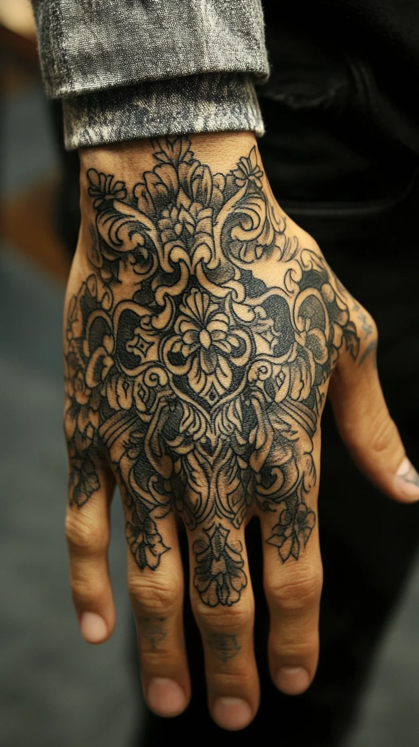 Intricate Black Floral Hand Tattoo: A Bold Statement of Artistry and Personality