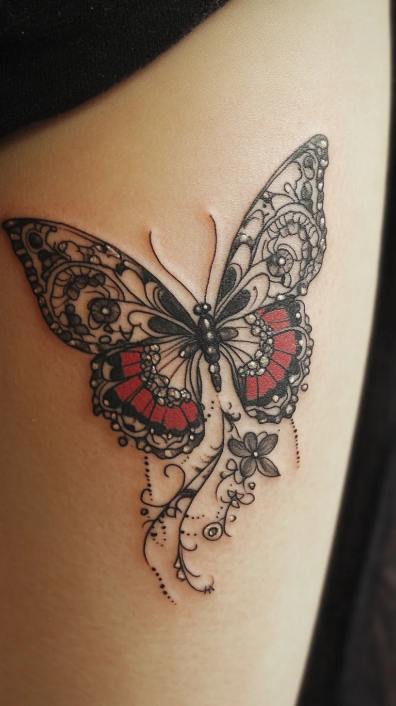 Intricate Butterfly Tattoo: A Floral Masterpiece that Flutters with Elegance