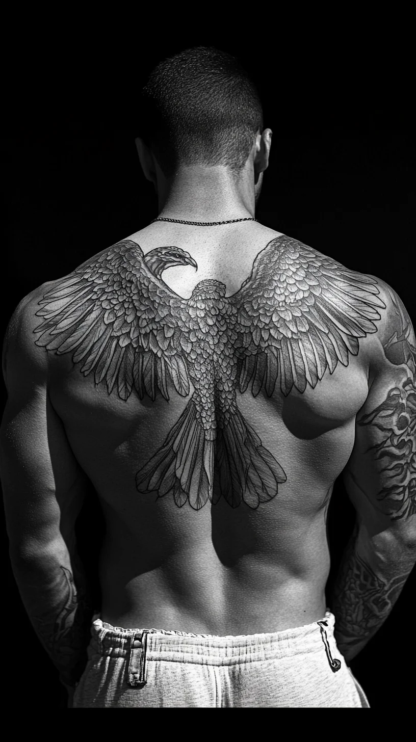 Majestic Bird of Prey: A Bold Back Tattoo for Fearless Souls