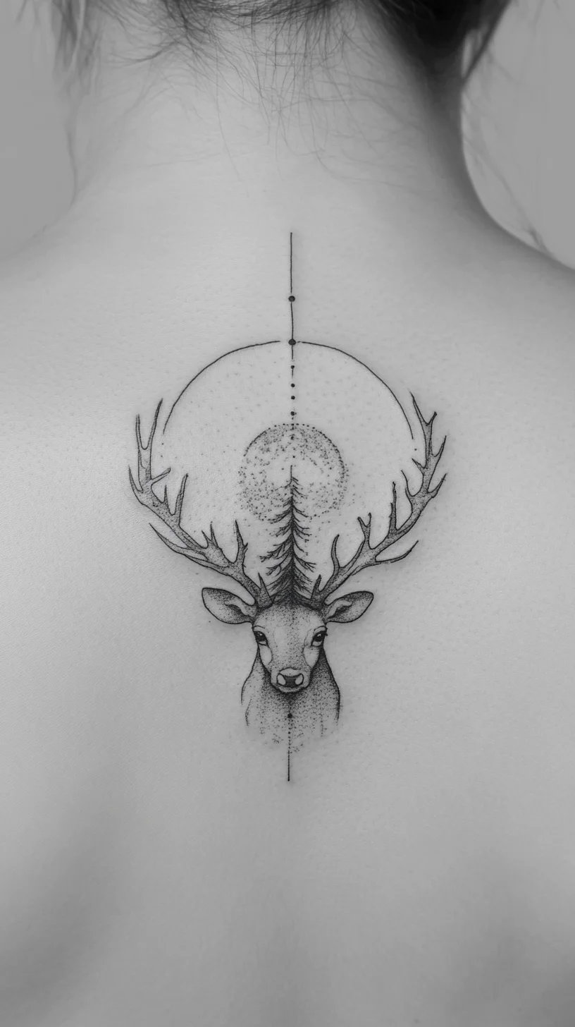 Majestic Stag: A Stunning Minimalist Tattoo for Nature Lovers