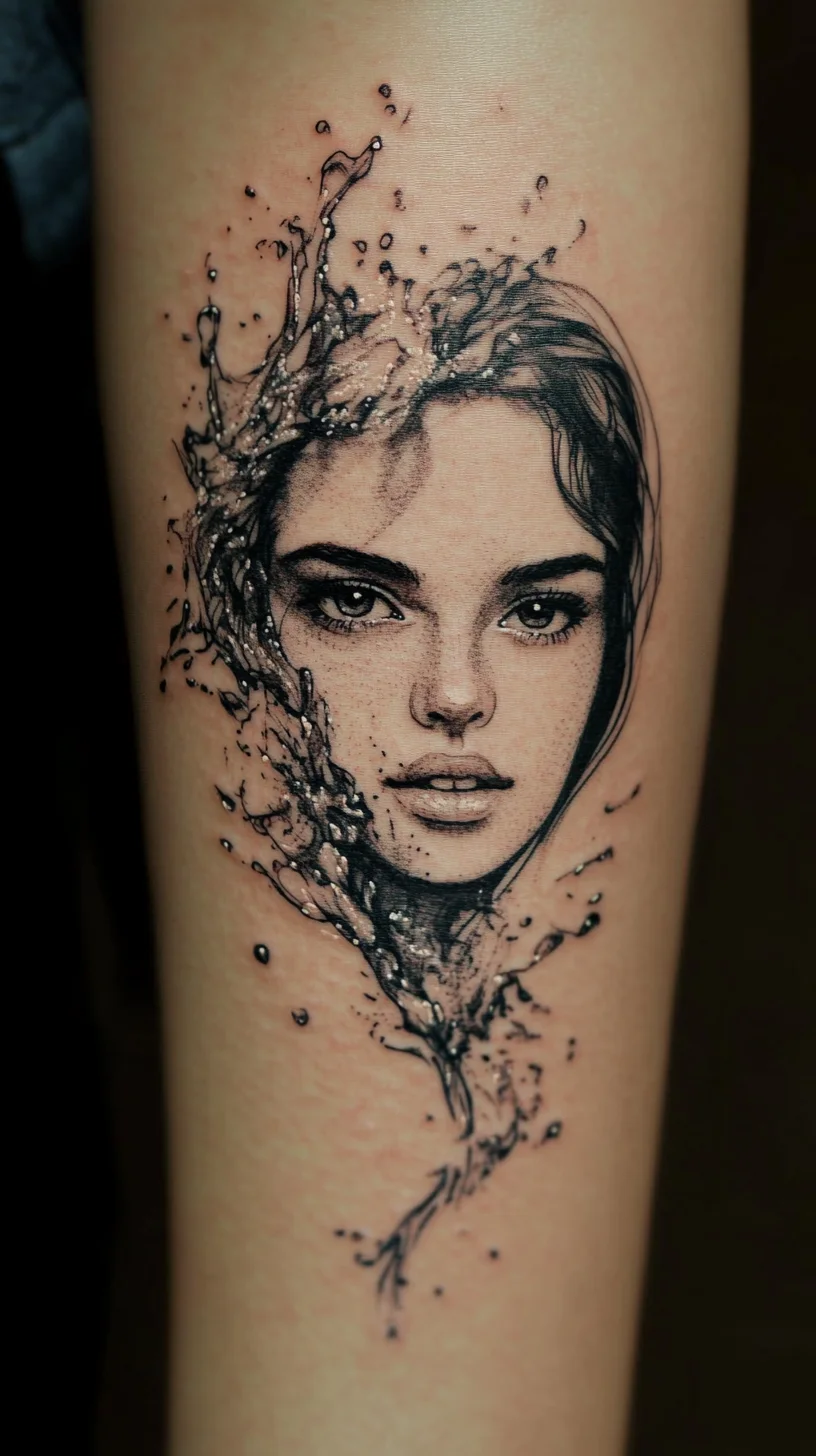 Merging Art and Skin: The Mesmerizing Splash Portrait Tattoo