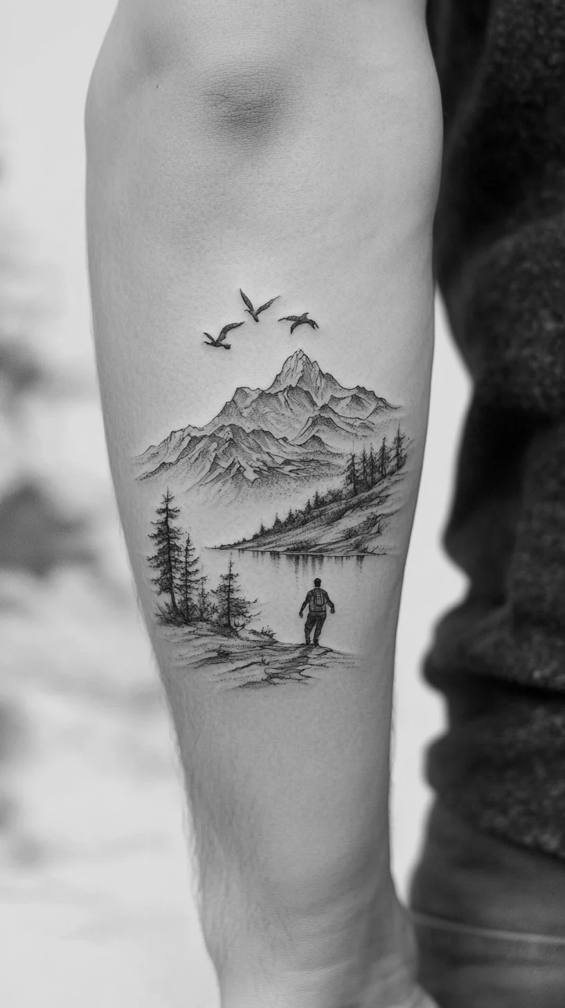 Nature's Embrace: Captivating Mountain Landscape Tattoo for the Adventurous Spirit