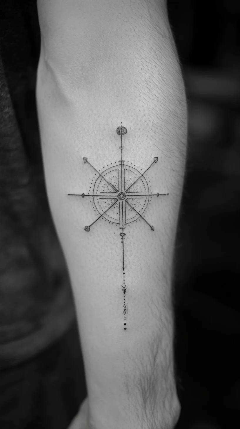 Navigate Life with Style: The Minimalist Compass Tattoo for Meaningful Expression