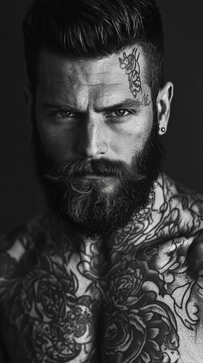 Rugged Elegance: The Bold Bearded Look with Intricate Tattoo Art