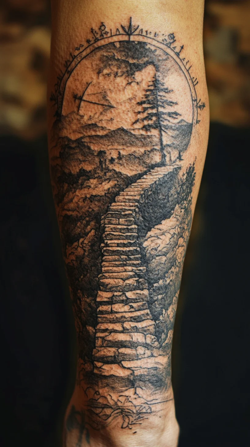 Step into Serenity: Captivating Landscape Tattoo on Forearm