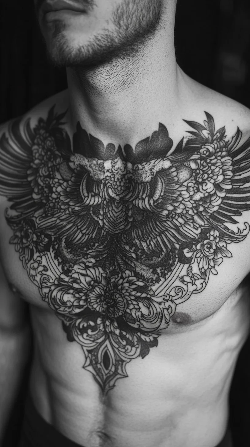 Stunning Chest Piece: A Bold Fusion of Nature and Intricate Design