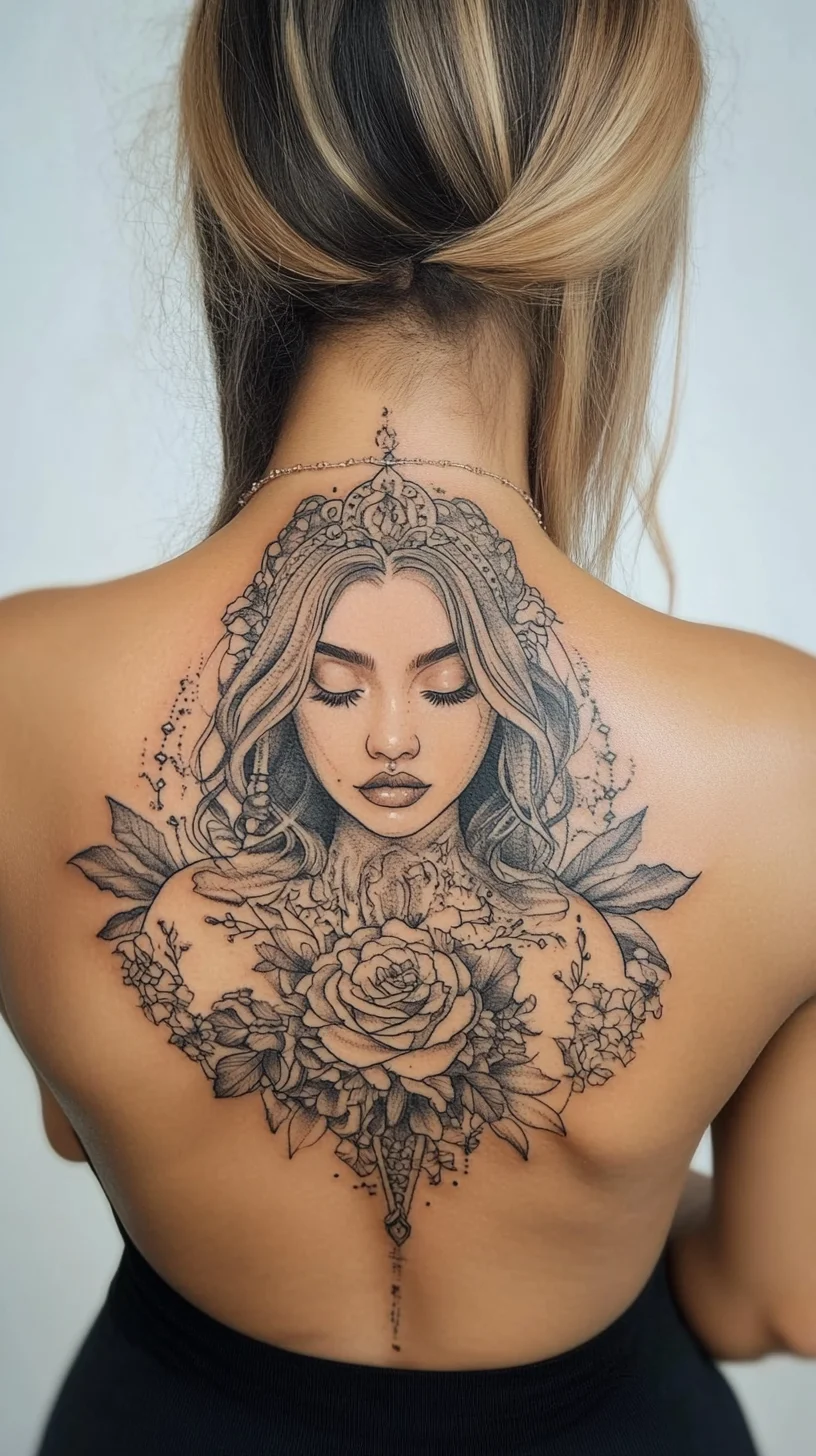 Timeless Elegance: Captivating Floral Portrait Tattoo for the Modern Aesthetic