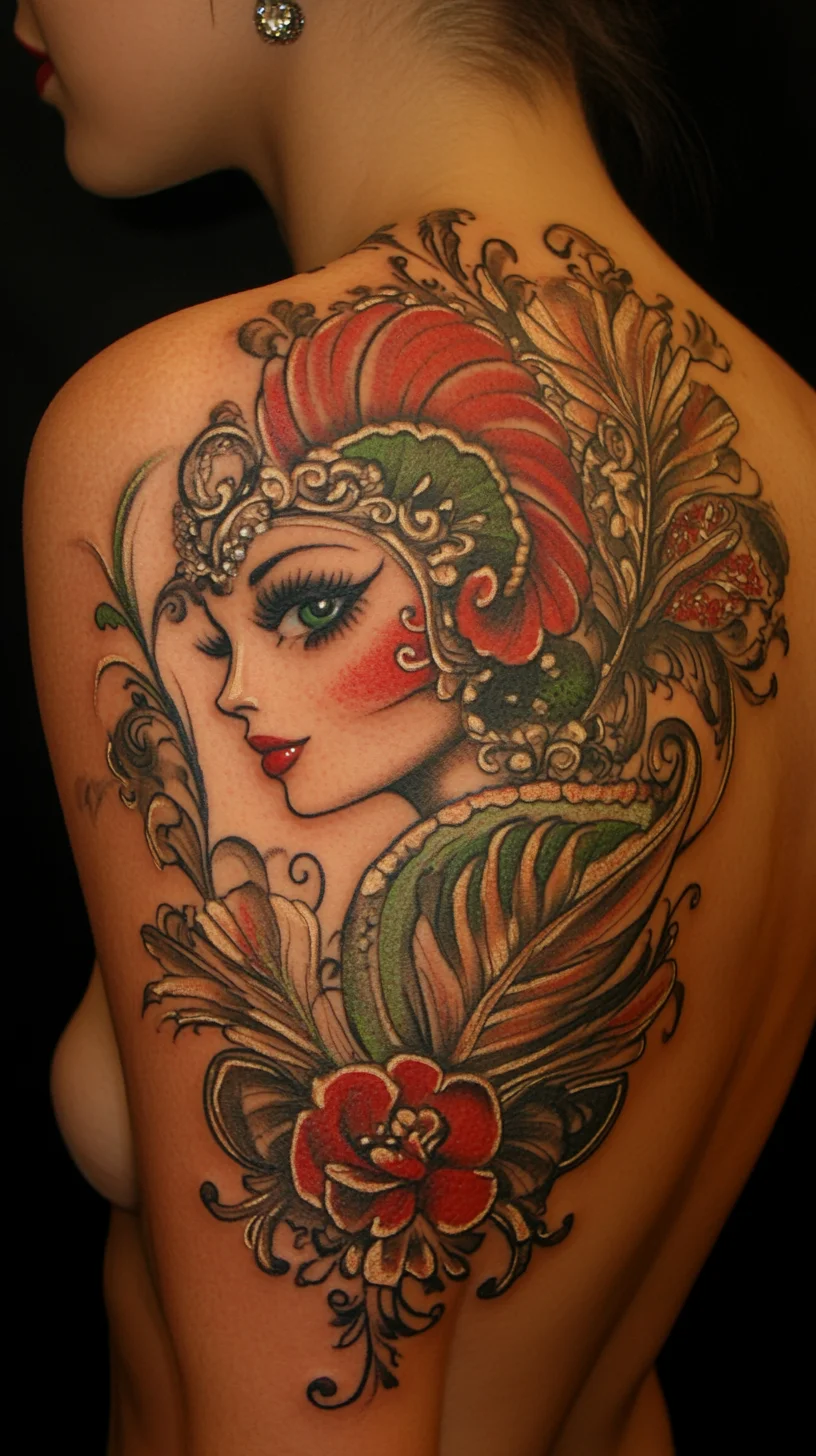 Timeless Elegance: Embrace Vintage Glam with This Stunning Back Tattoo