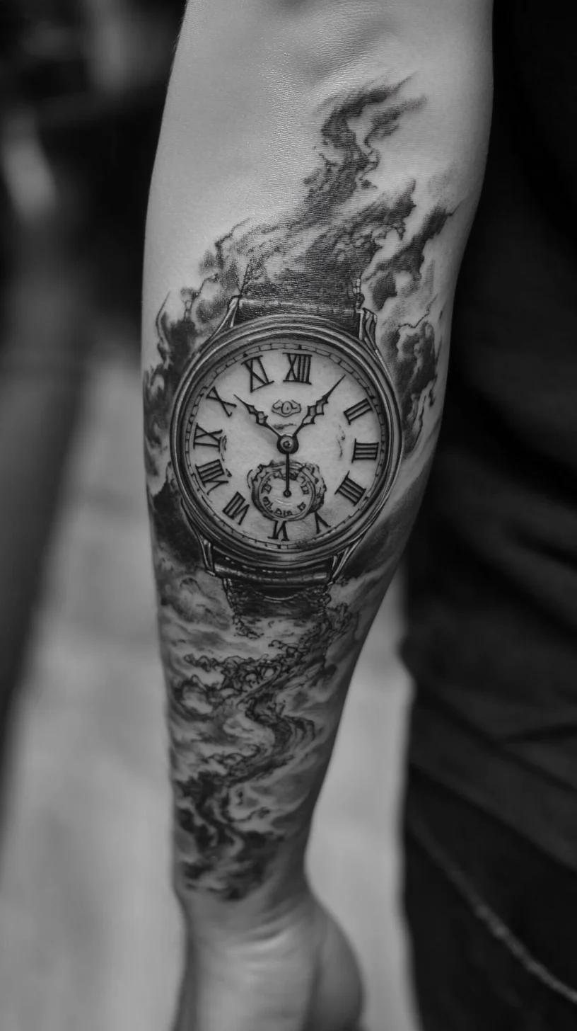 Timeless Elegance: The Intricate Clock Tattoo with Ethereal Details