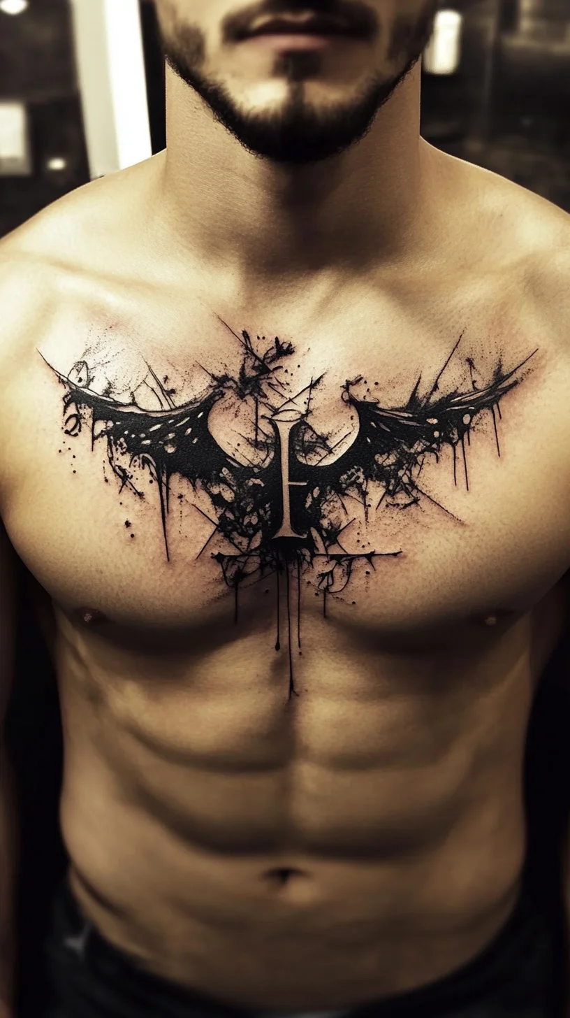 Unleash Your Inner Darkness with an Edgy Ink Splash Wing Tattoo Design