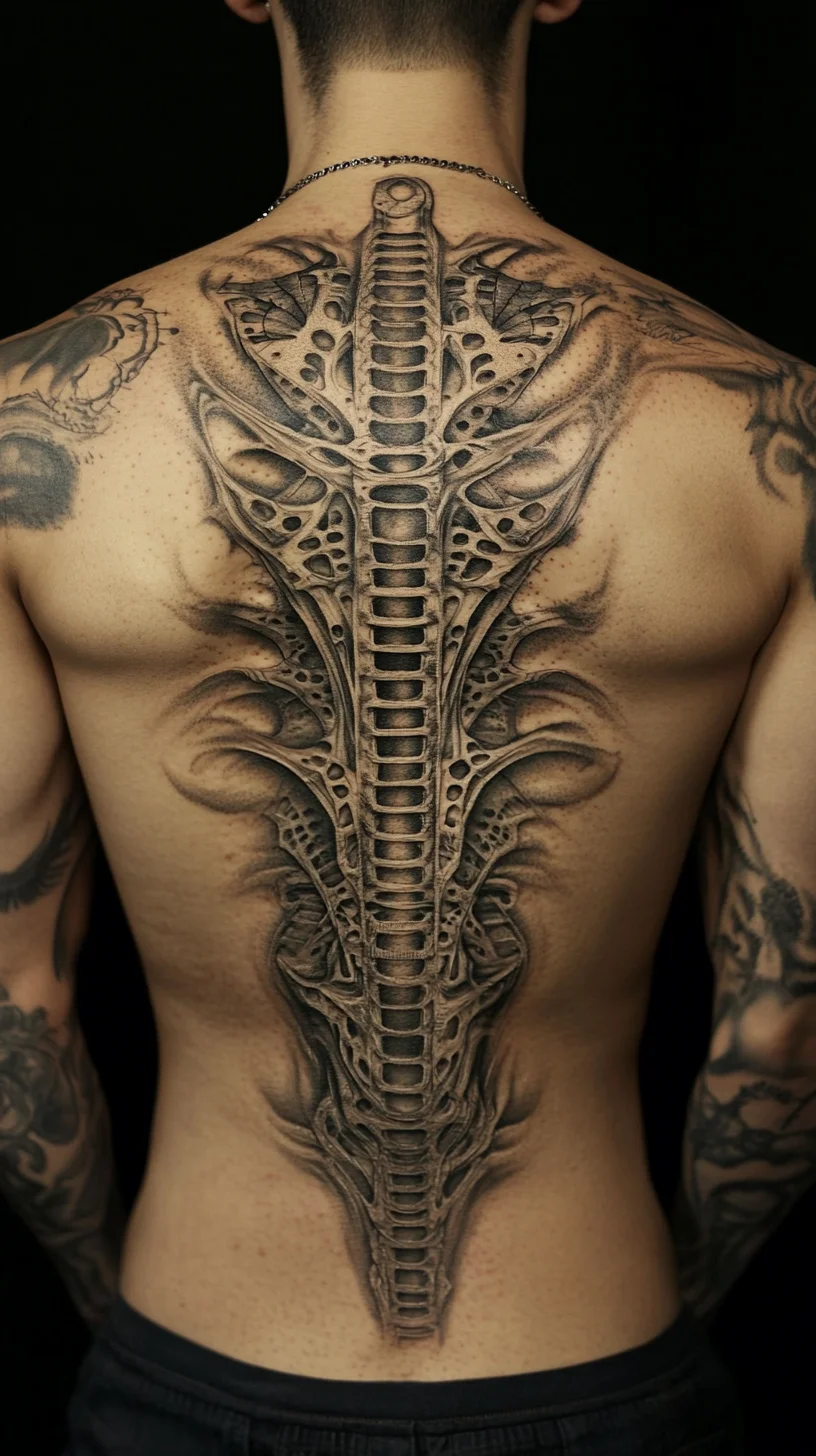 Unleash Your Inner Strength with This Intricate Spine Tattoo Design