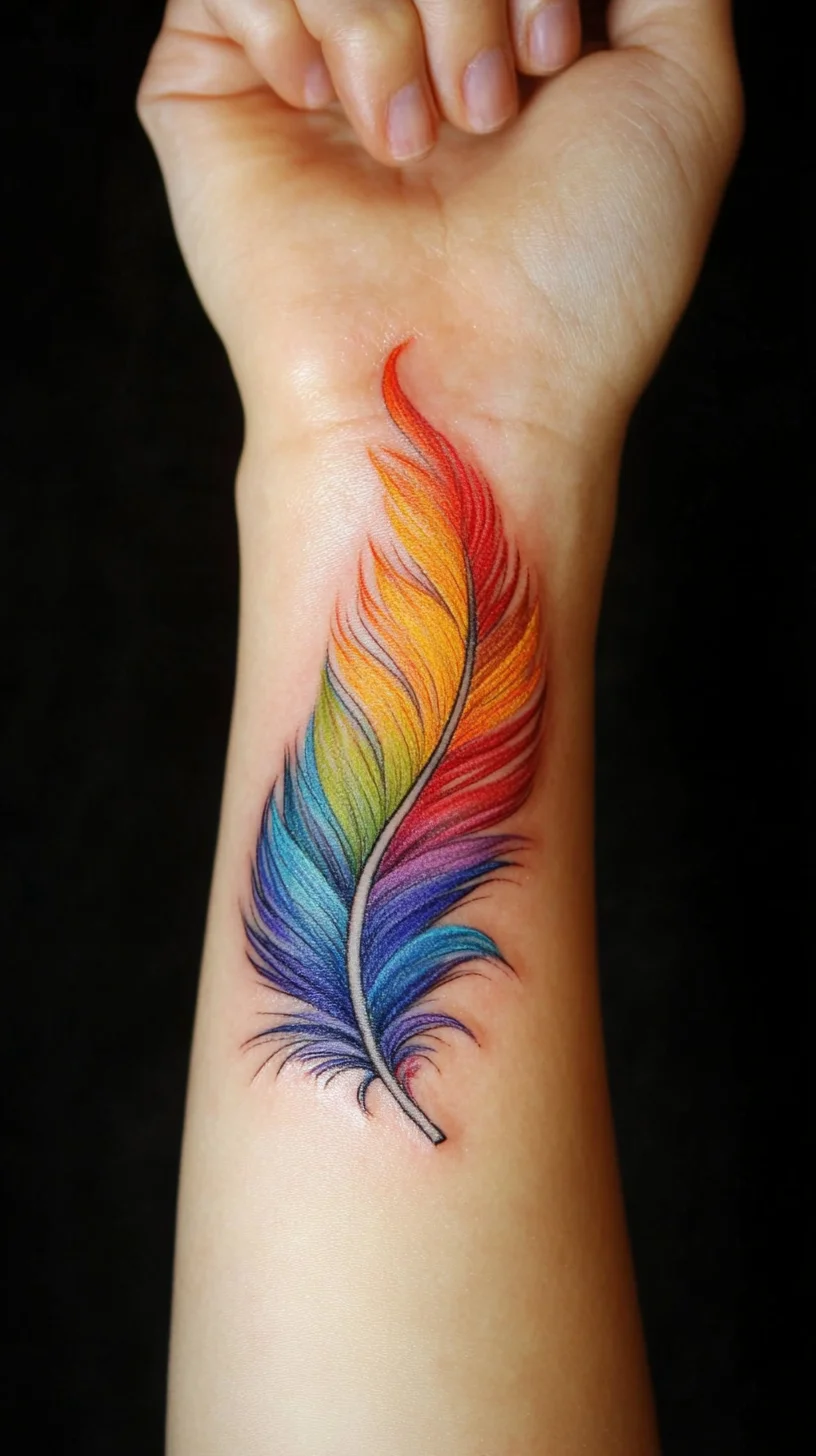 Vibrant Feather Tattoo: A Colorful Expression of Freedom on Your Skin