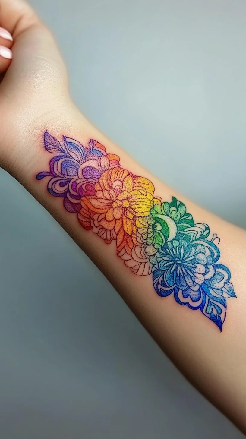 Vibrant Floral Fusion: A Colorful Tattoo to Brighten Your Style