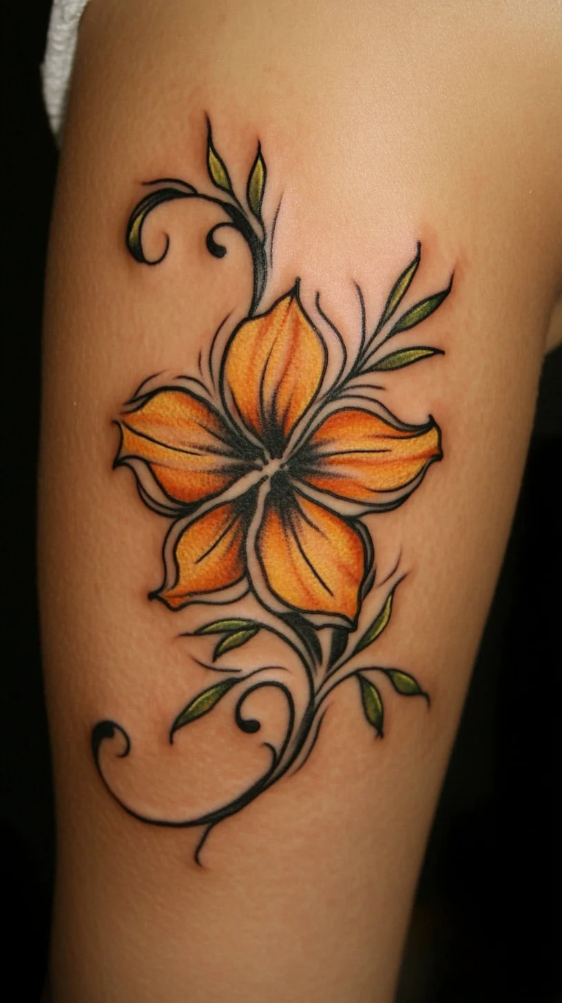 Vibrant Floral Ink: Embrace Nature with a Stunning Orange Blossom Tattoo