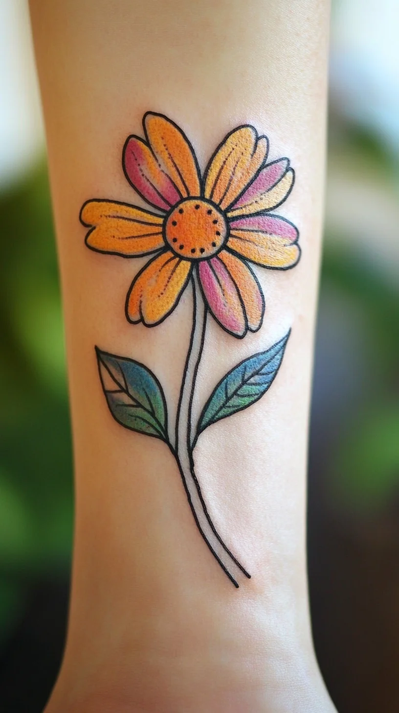 Vibrant Floral Tattoo: A Burst of Color for Nature Lovers