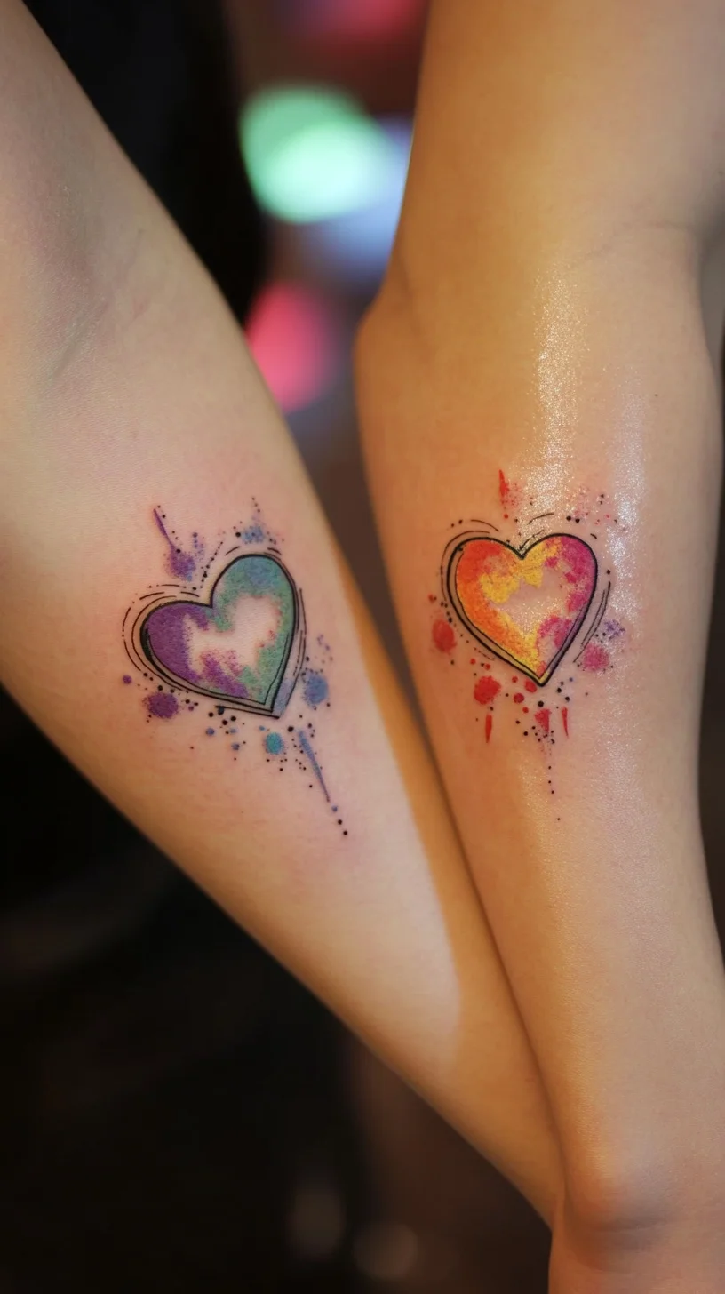 Vibrant Watercolor Heart Tattoos: A Splash of Color and Emotion