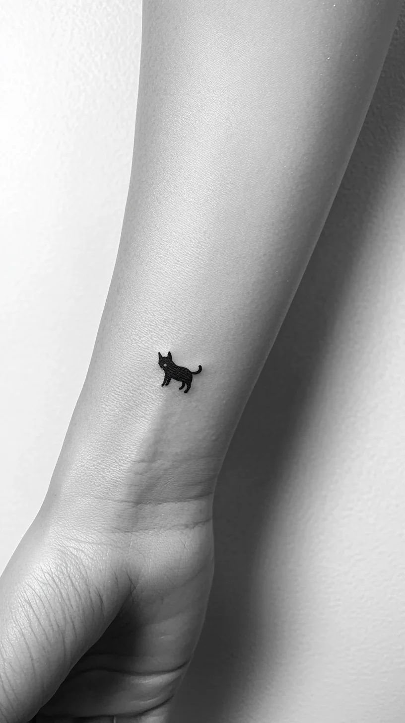 Whimsical Black Cat Tattoo: A Charming Statement of Feline Love