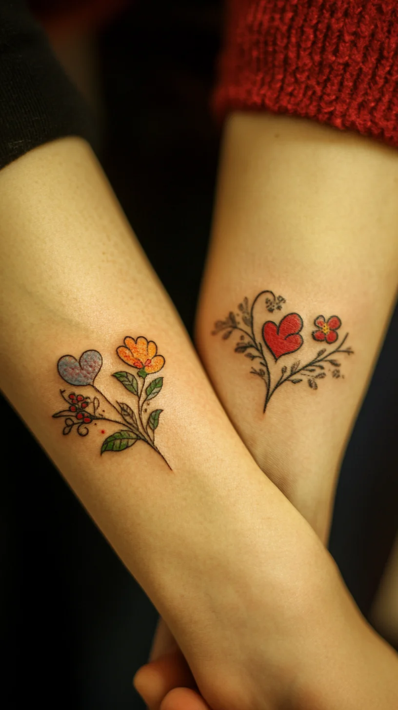 Whimsical Floral and Heart Tattoos: A Charming Expression of Love and Nature