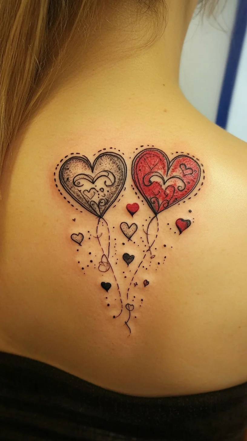 Whimsical Heart Balloons: A Playful Tattoo Celebrating Love and Connection